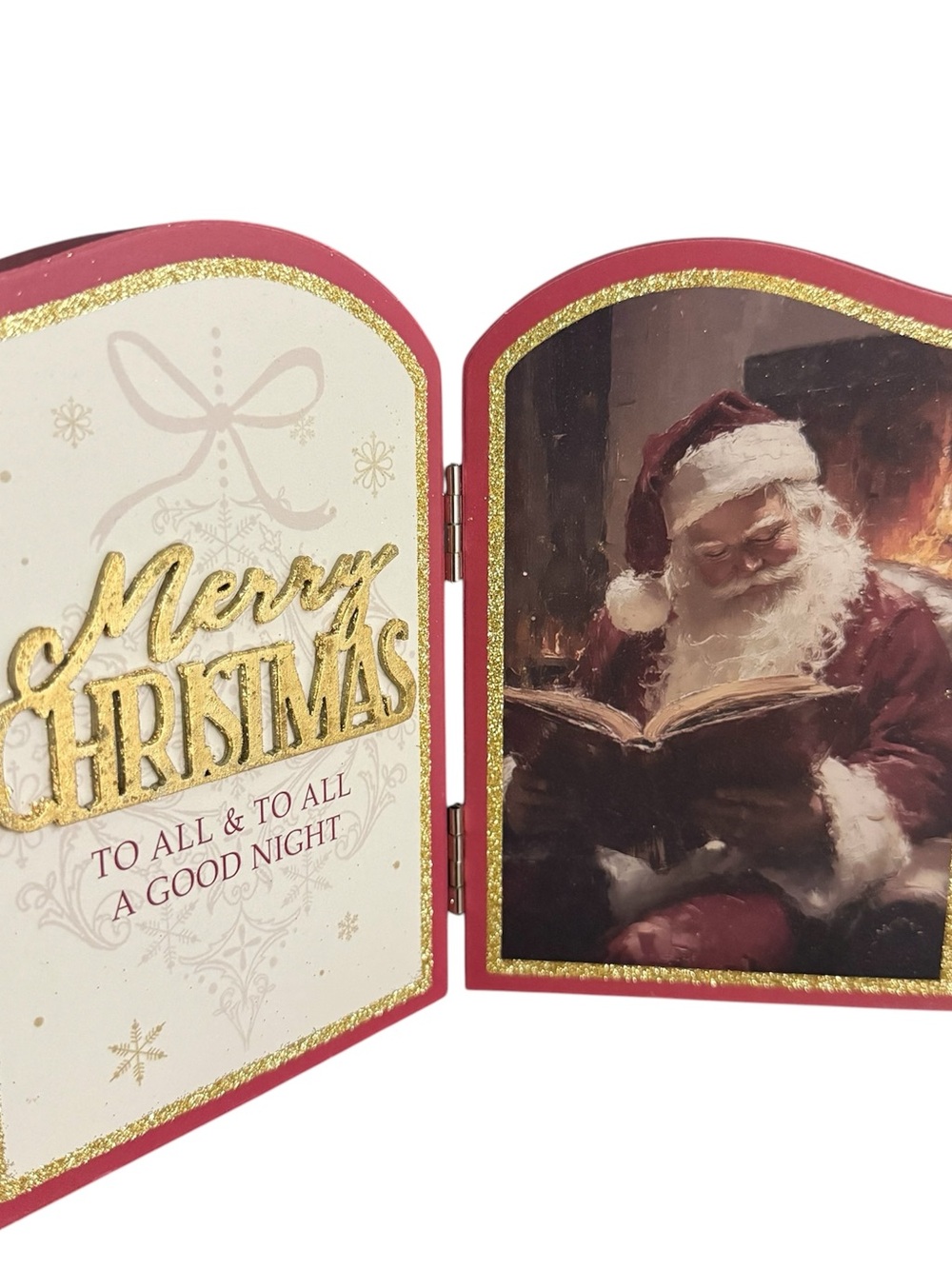 Ashland Santa Merry Christmas To All & To All A Goodnight Wooden Faux Book Decor